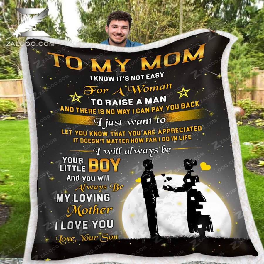 Zalooo – Fleece Blanket – To my Mom (Son) – My Loving Mother – Thank you