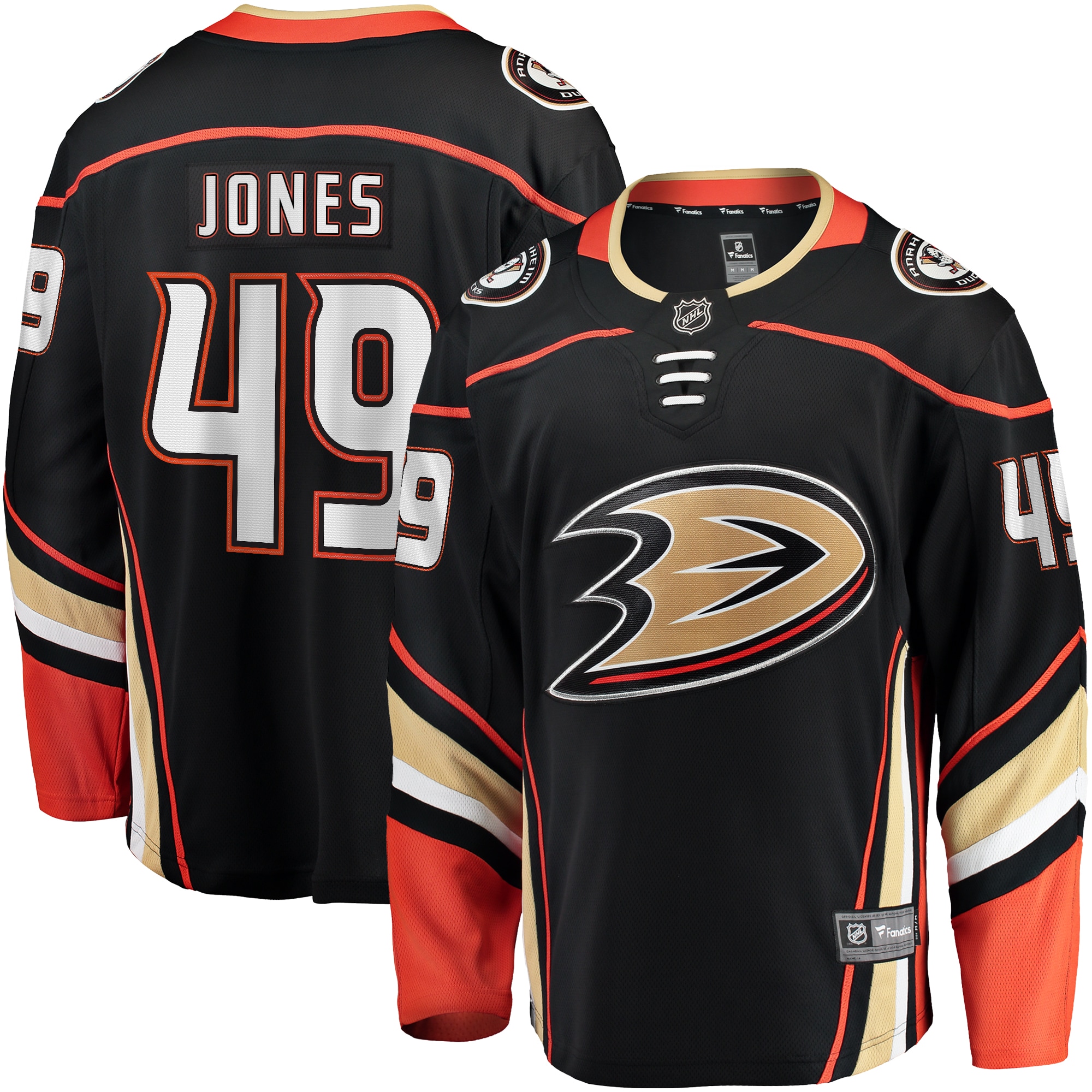 Max Jones Anaheim Ducks Branded Home Breakaway Jersey – Black