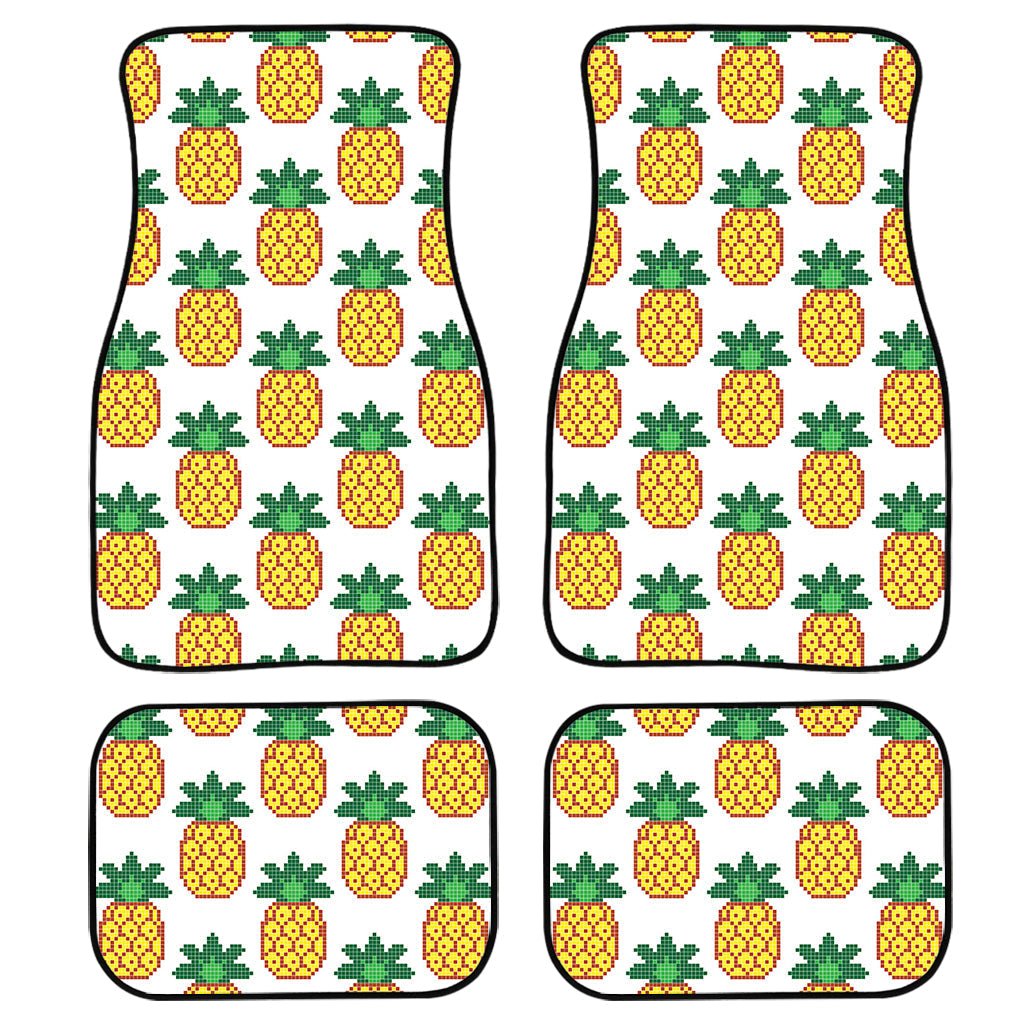 Pixel Pineapple Pattern Print Front And Back Car Floor Mats, Front Car Mat