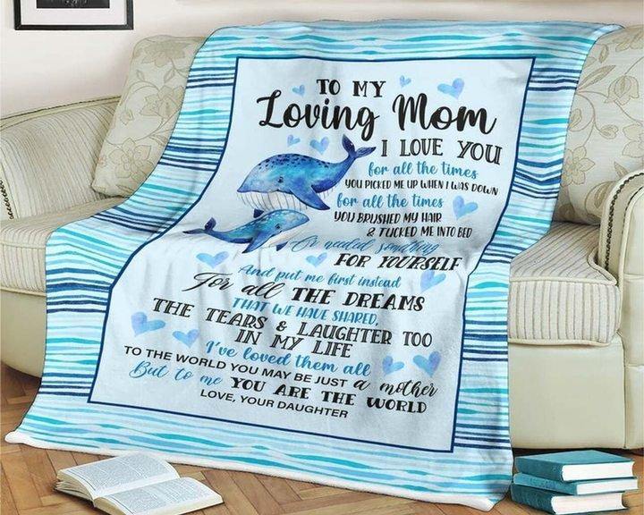 [Personalized Name] Daughter Gift For Mom Blue Dolphins I Love You  – Daughter Gift For Mommy, Gift For Home Decor, Gift For Family  – Custom Fleece Blanket