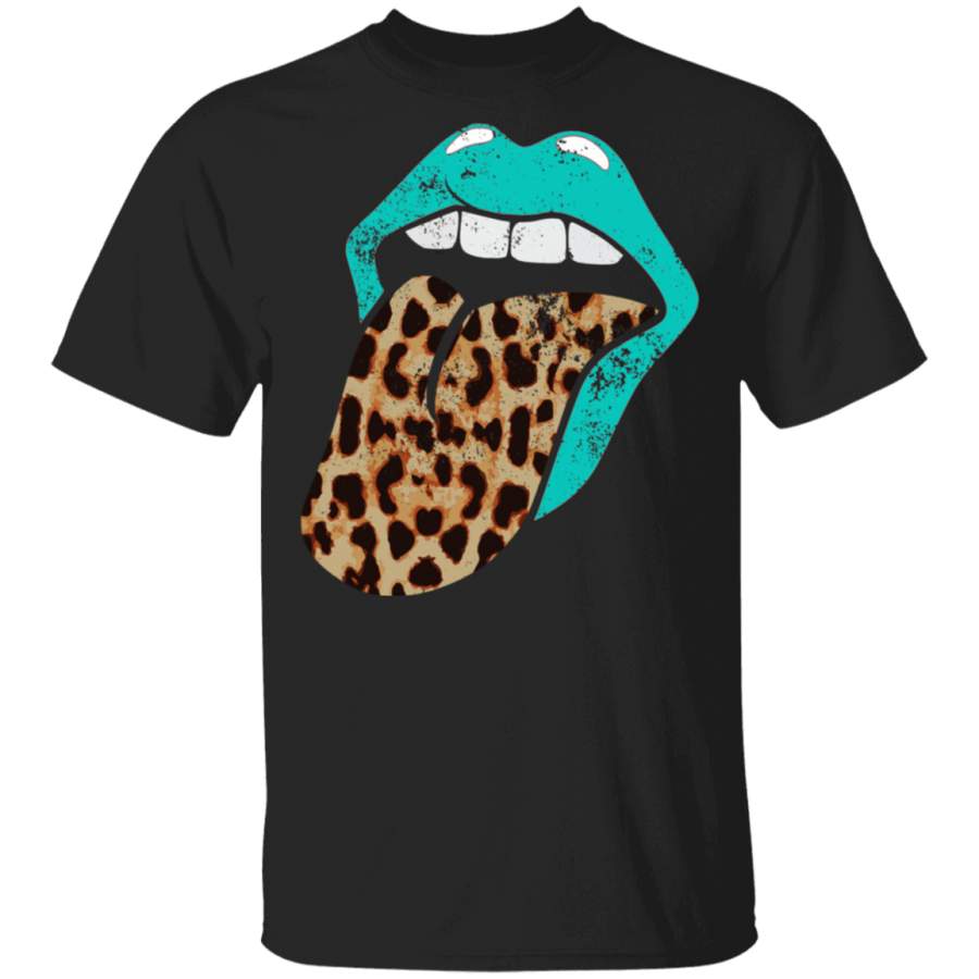 The Rolling Stones Sexy Lips Leopard Tongue Cheetah Print T-Shirt