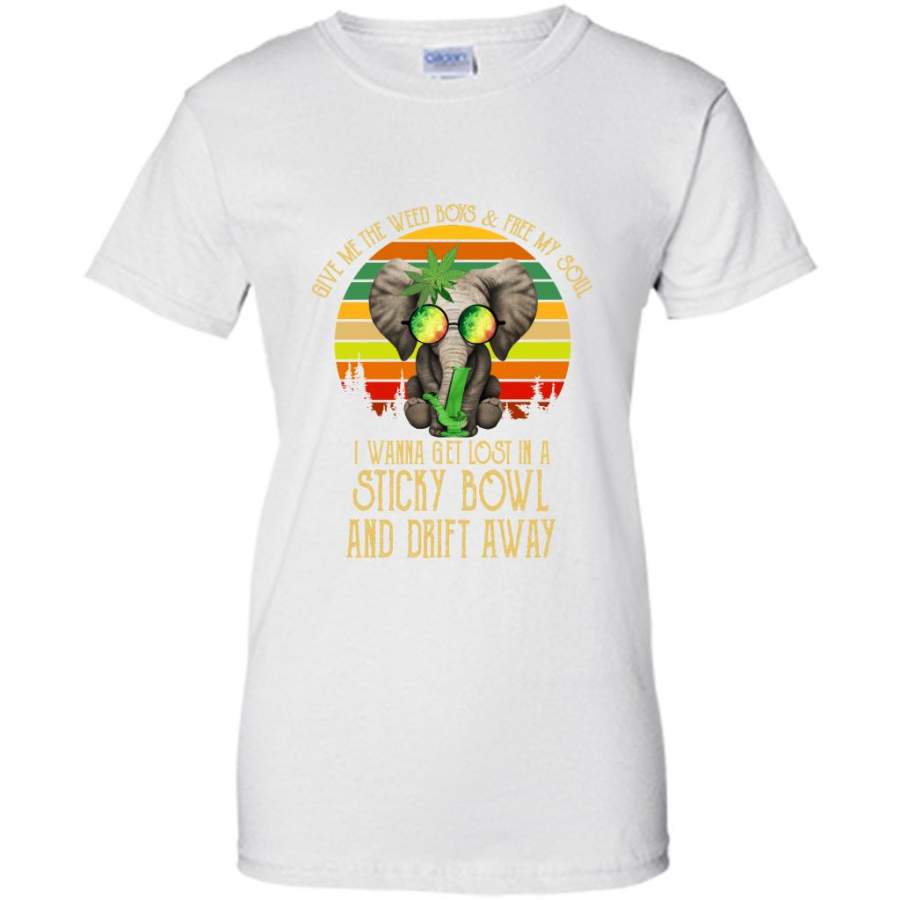 Give Me The Weed Boys And Free My Soul I Wanna Get Lost In A Sticky Bowl And Drift Away Elephant Classic Vintage – Gildan Women Shirt