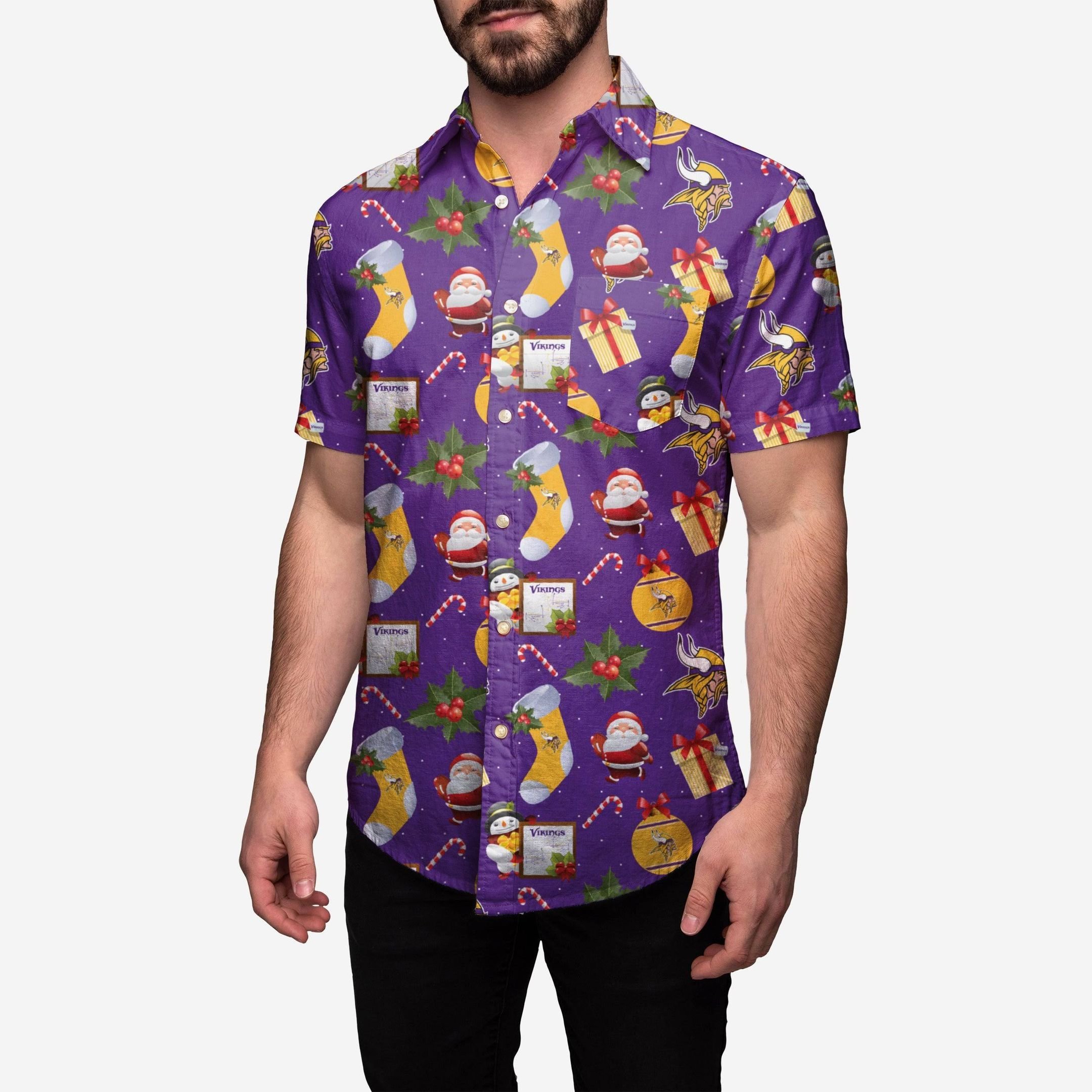 Minnesota Vikings Christmas Explosion Button Up Shirt