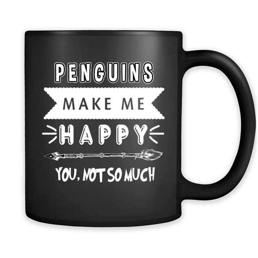 Penguins Make Me Happy You Not So Much B – Full-Wrap Coffee Black Mug