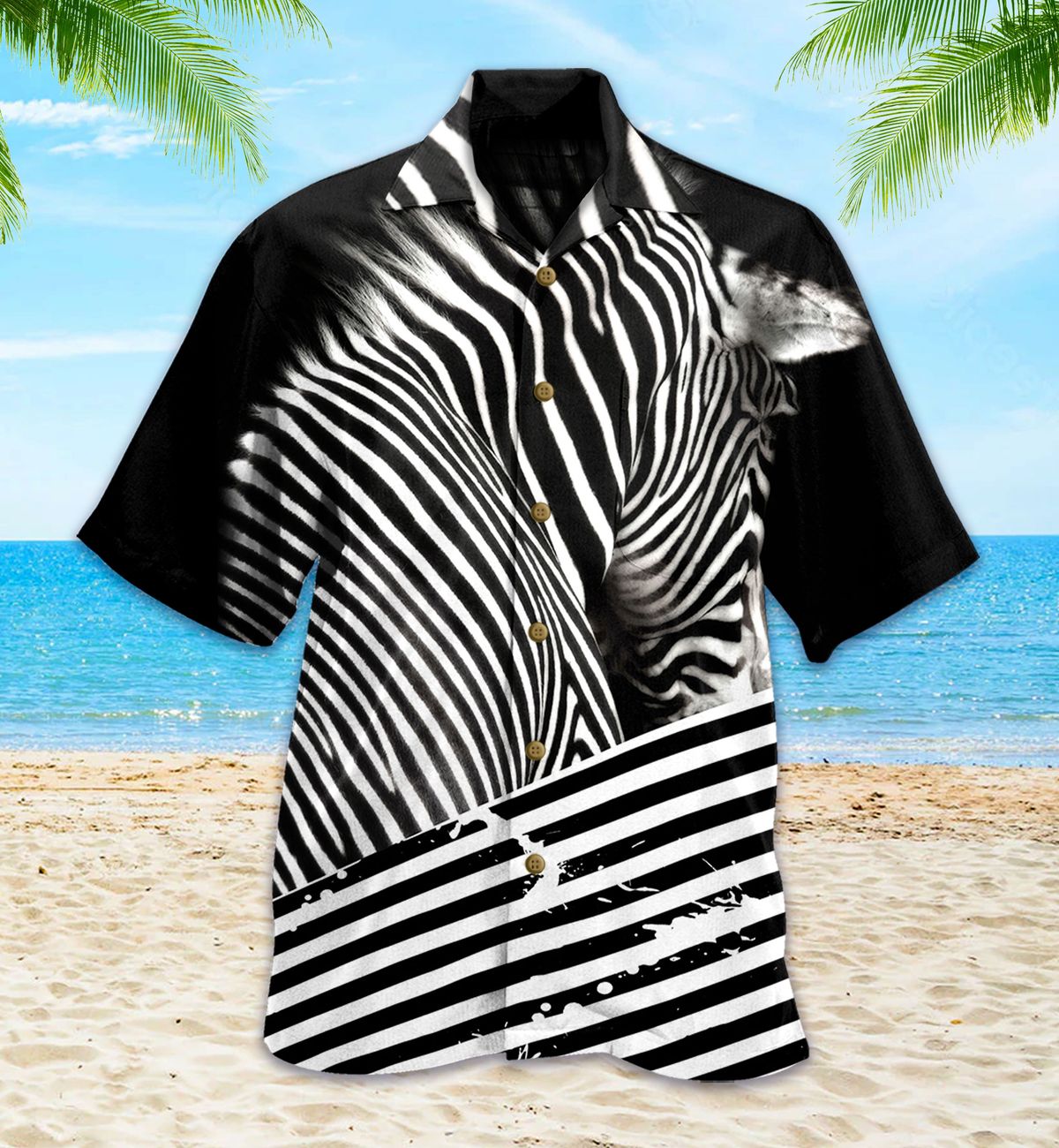 A Zebra Black Hawaii Shirt Ha73874