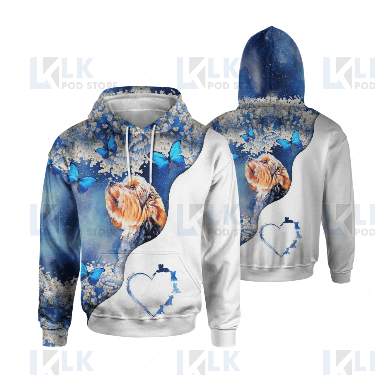 YORKSHIRE TERRIER – HOODIE Blue Butterfly [ID3-P]