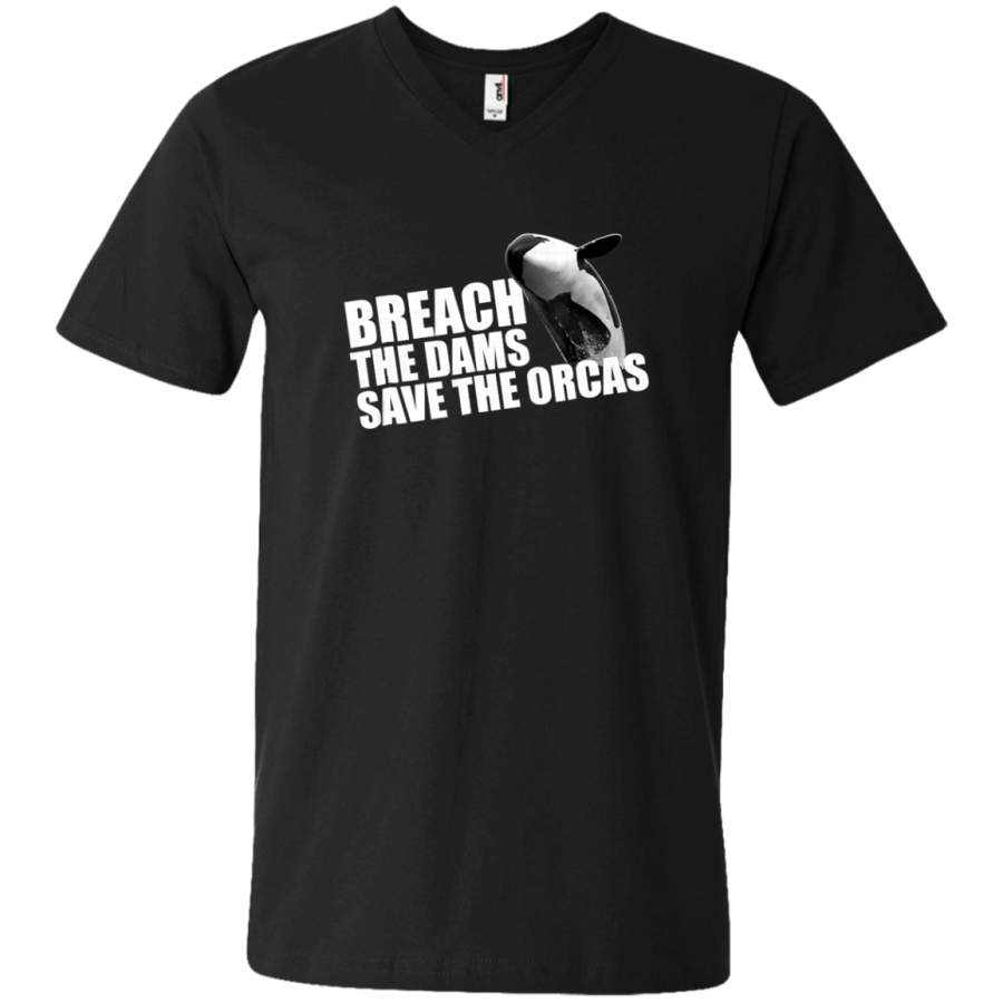 AGR Breach The Dams Save The Orcas Killer Whales Unisex V-neck