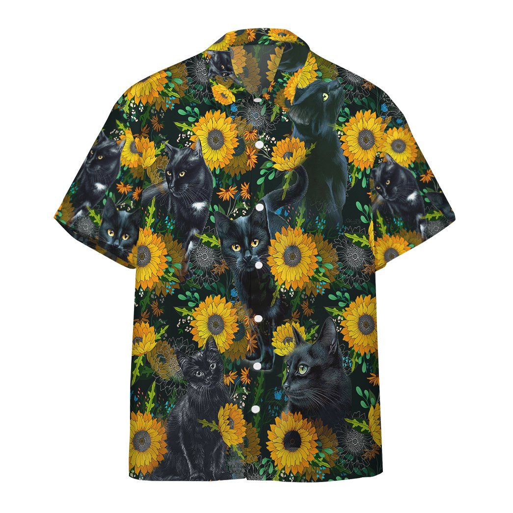 Gearhumans Black Cat Hawaiian Shirt Custom Short Sleeve Ha51172