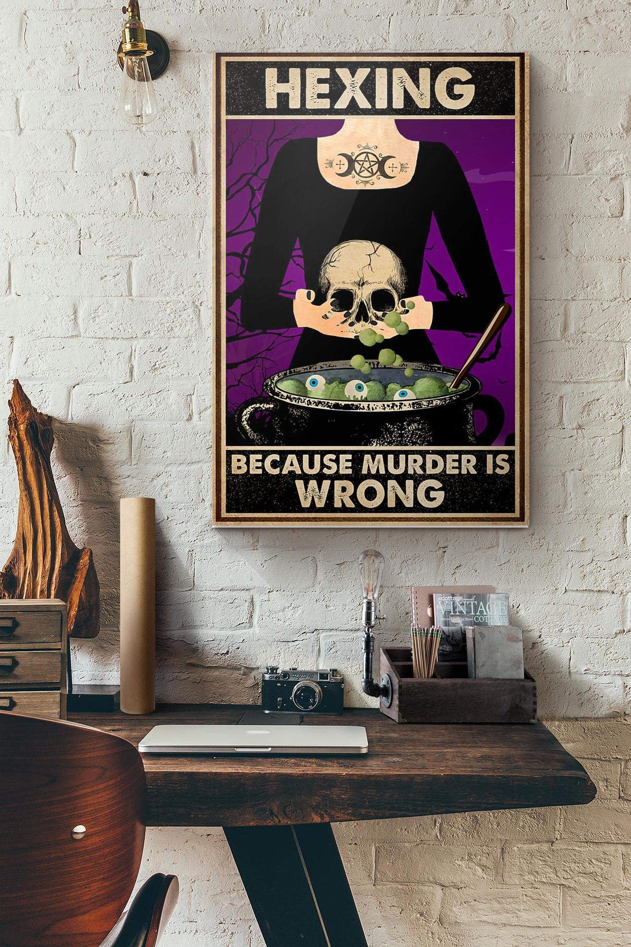 Halloween Witch Hexing Because Murder Is Wrong Canvas And Poster, Canvas Prints, My Poster Wall, Canvas Wall Art, Wall Decor Visual Art, Halloween Gift, Happy Halloween