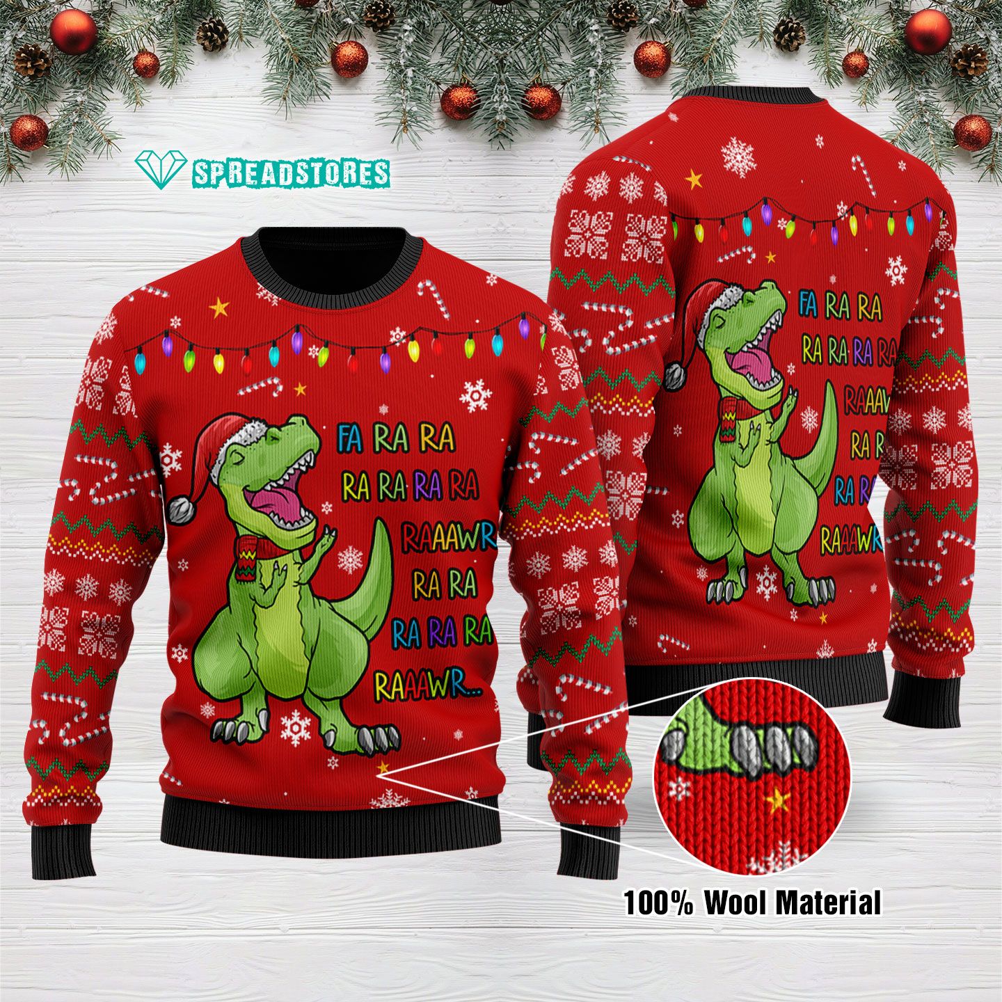 Ugly Sweatshirt Tree Rex FaRaRa Merry Christmas Ugly Sweater 1510