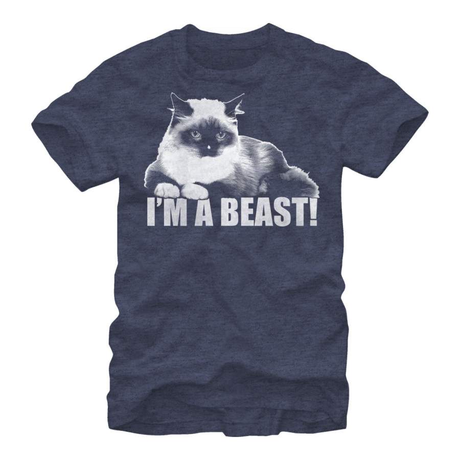 Lost Gods Men’s Beast Kitten  T Shirt Navy Blue Heather