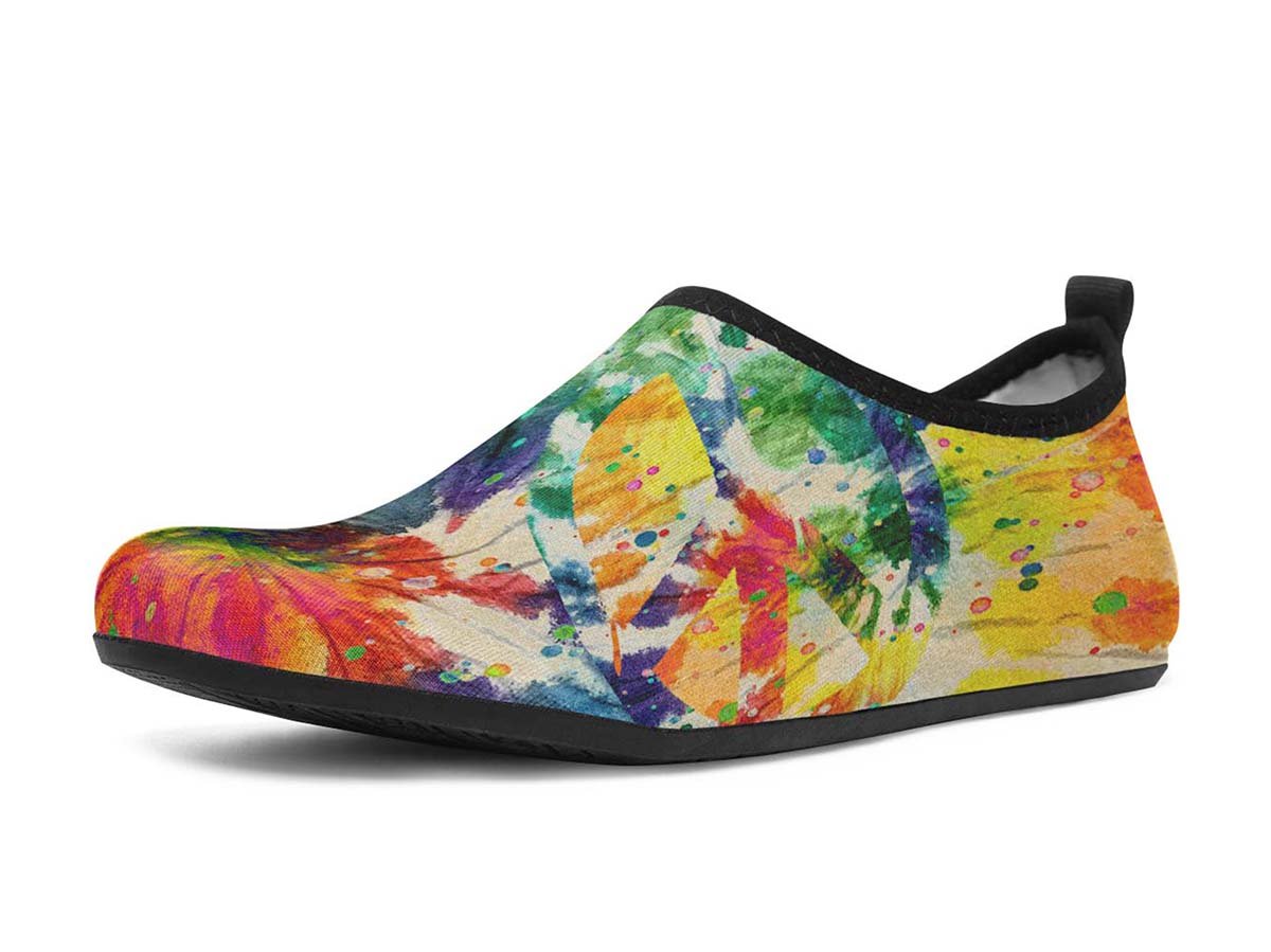 Tie Dye Peace Watercolor, Water Shoes, Beach Shoes, Swim Shoes, Men’S Shoes, Woman’S Shoes, Custom Printed, Abstractprint