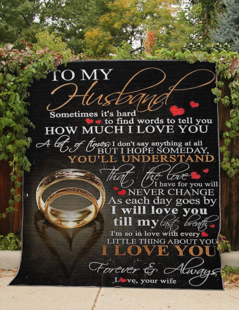 To My Husband Blanket, Sometimes It’S Hard To Find Words To Tell You. Gift For Husband Family Home Decor Bedding Couch Sofa Soft And Comfy Cozy