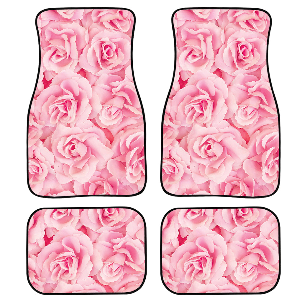 Pink Rose Print Front And Back Car Floor Mats, Front Car Mat