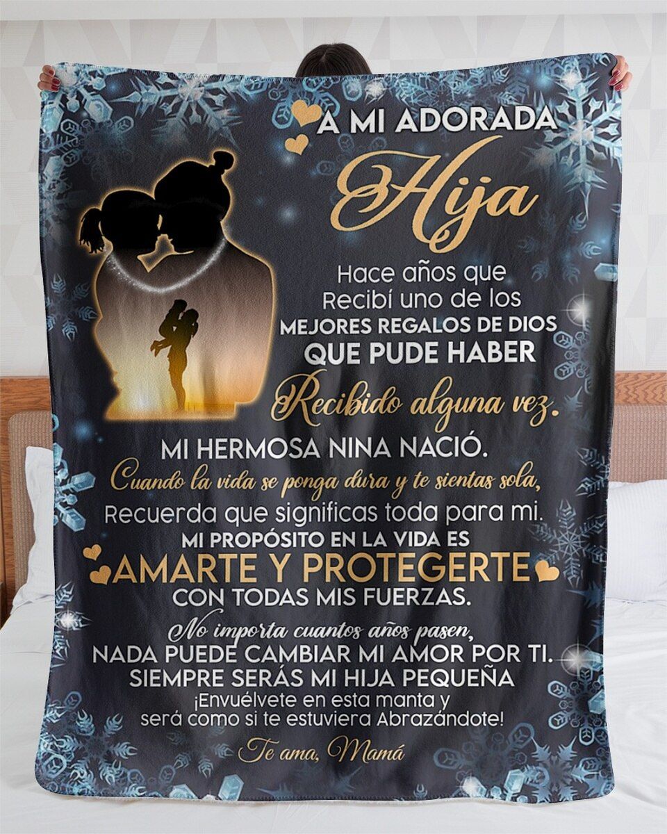 [Personalized Name] A Mi Adorada Hija Te Ama Mama Fleece Blanket, Sherpa Blanket, Gift For Parent, Family Member, Friends Gift, Christmas Gift, Home Decor, Home Living