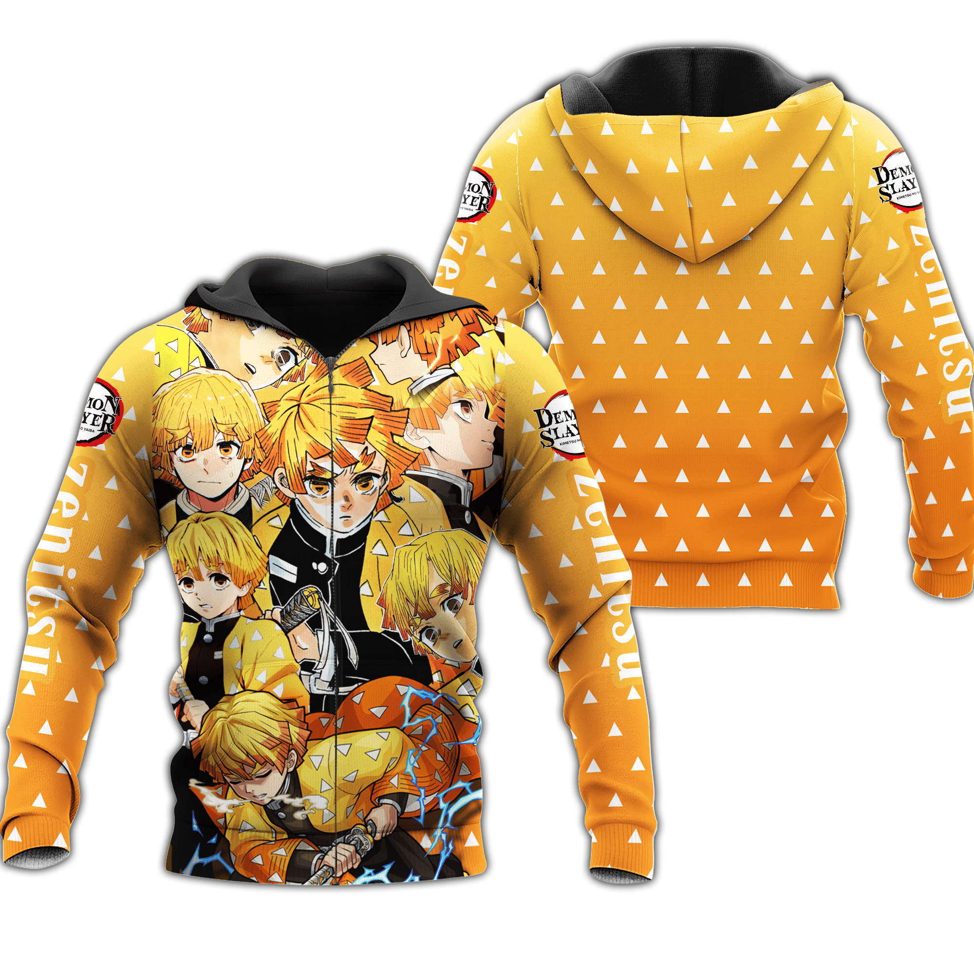 Zenitsu Zip Hoodie Demon Slayers Shirt Costume Anime Fan Gift Idea