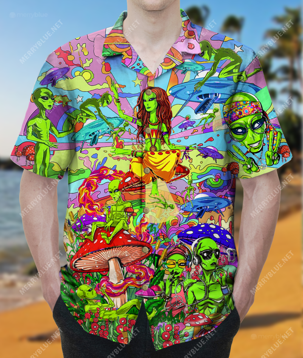 Stay Trippy Little Hippie Alien Ufo Unisex Hawaii Shirt Ha8392