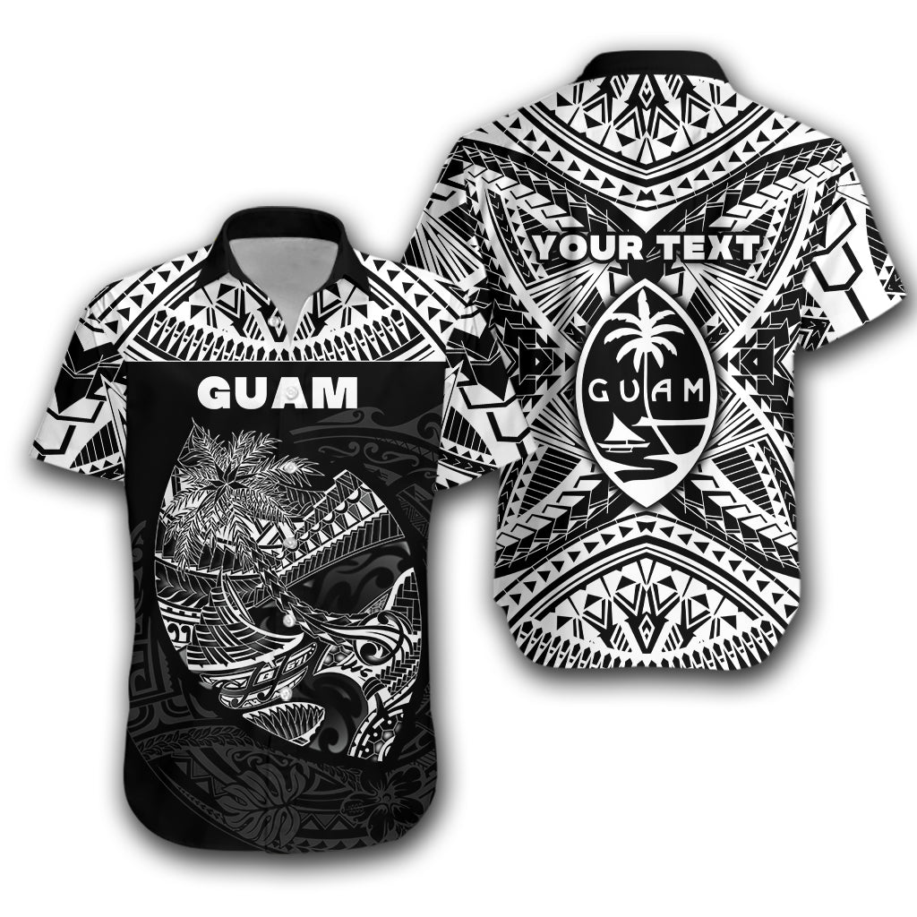 (Custom Personalised) Guam Rugby Hawaiian Shirt Polynesian Patterns – Black Lt16