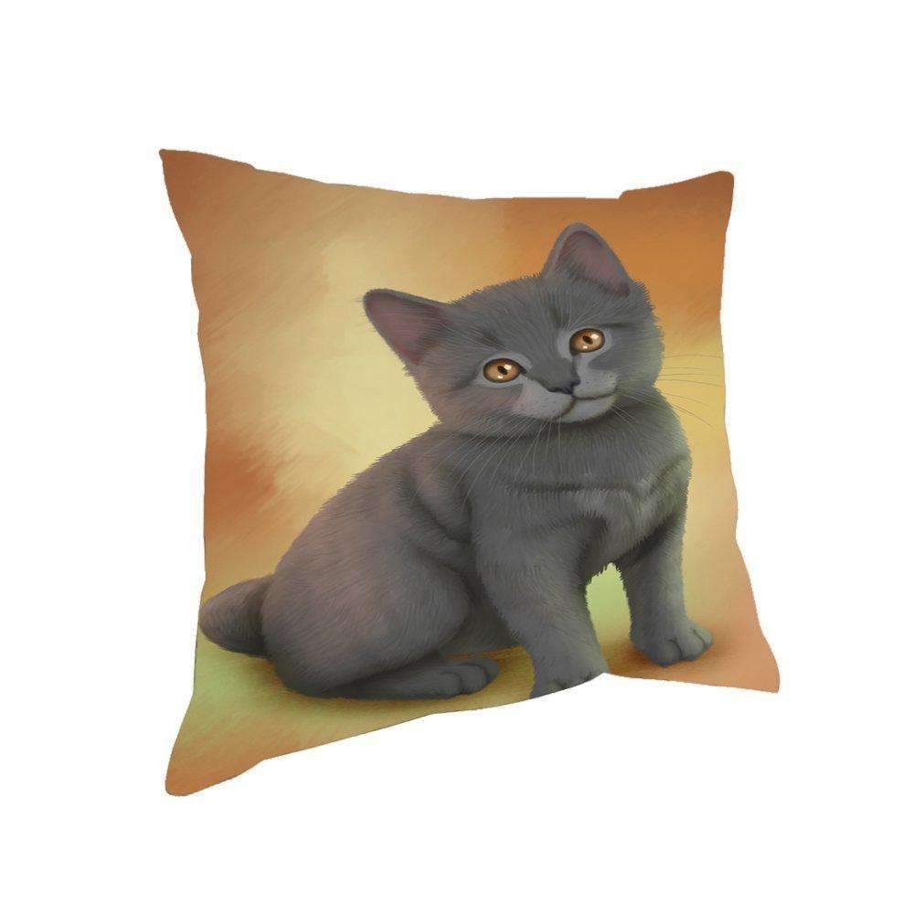 Chartreux Kitten Cat Throw Pillow