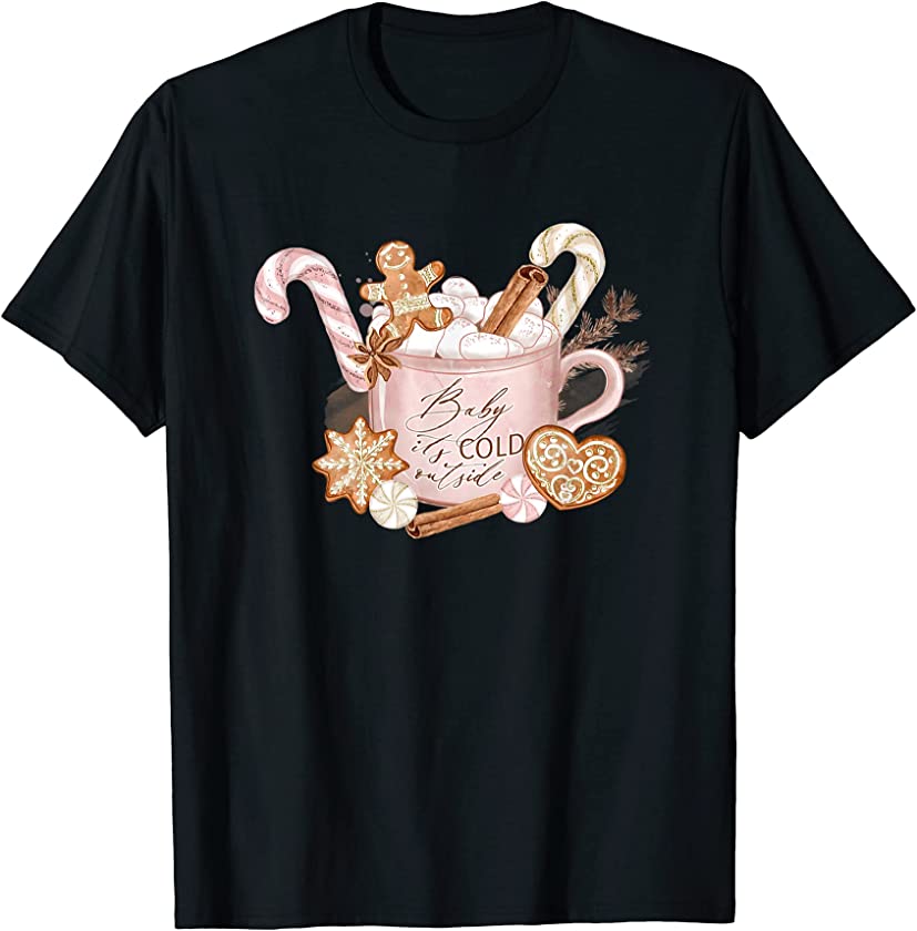 Pink Aesthetic Christmas Hot Cocoa with Candy Marshmallows T-Shirt