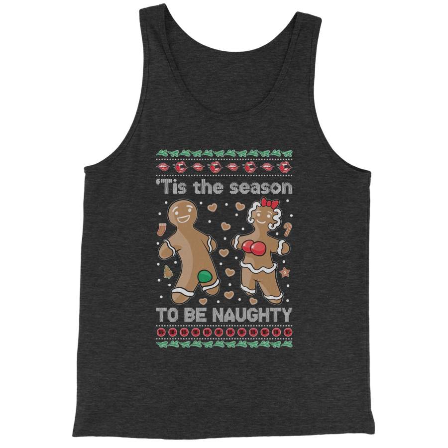 Tis The Season To Be Naughty Gingerbread Ugly Christmas Jersey Tank Top for Men