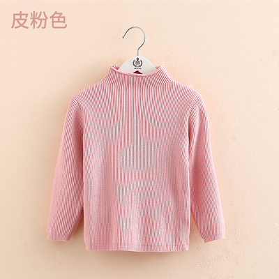 2021 Autumn Winter Warm 2-9 10 12 Years 90-150cm High Neck Knitted Turtleneck Solid Color All Match Sweater For Baby Kids Girls alx