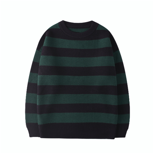 Autumn Knitted Striped Sweater Women Pullovers Casual Pullovers Green Oversized Sweater Jumper Teen Gril Streetwear Fall Sweater alx