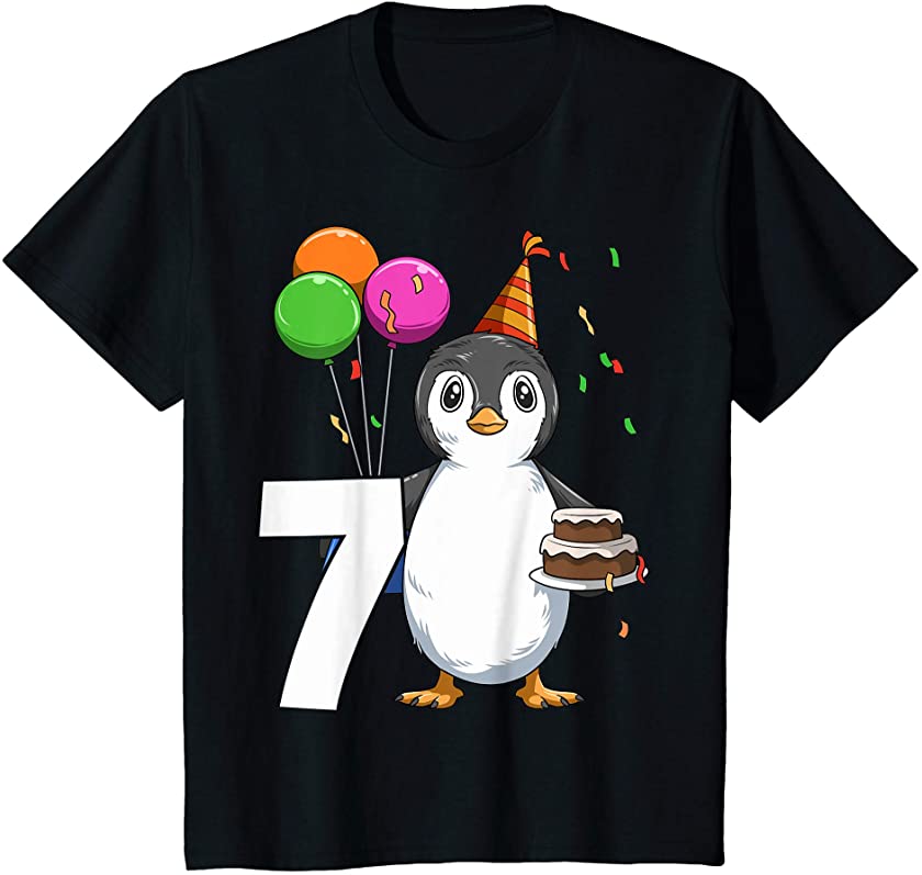 Kids Penguin Birthday 7 Penguin 7th Birthday Outfit Penguin Party T-Shirt