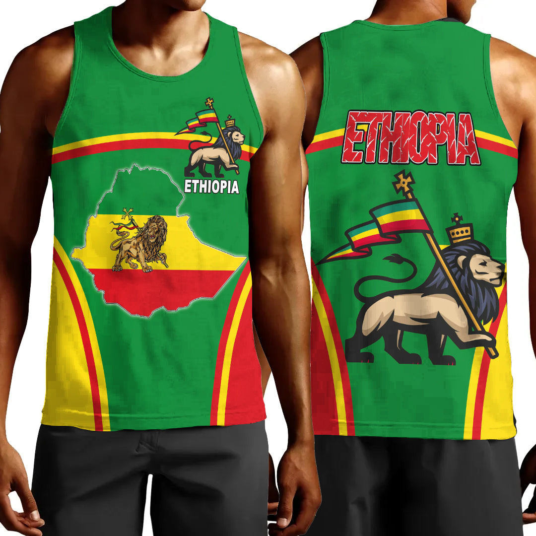 1Sttheworld Clothing – Ethiopia Lion Active Flag Men Tank Top A35