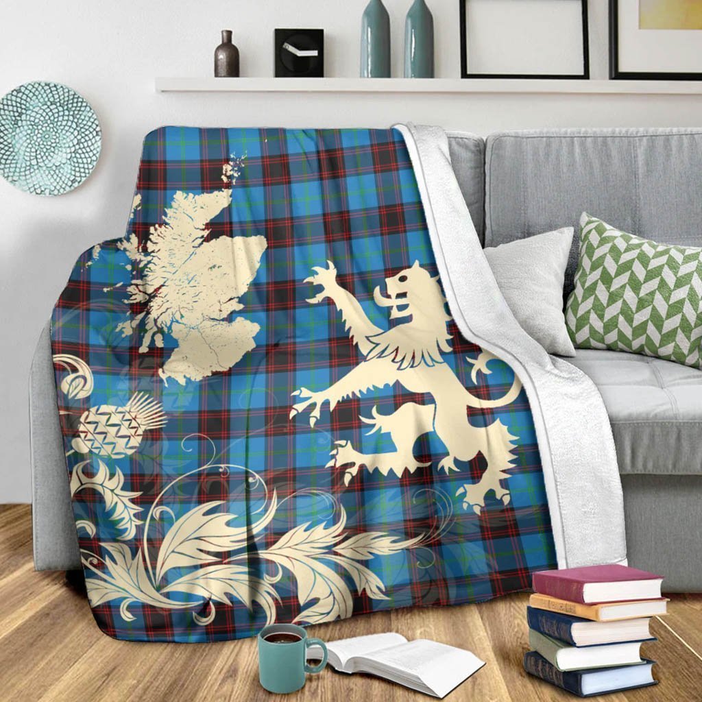 Tartan Blanket Home Ancient Tartan Scotland Lion Thistle Map Plaid Blanket