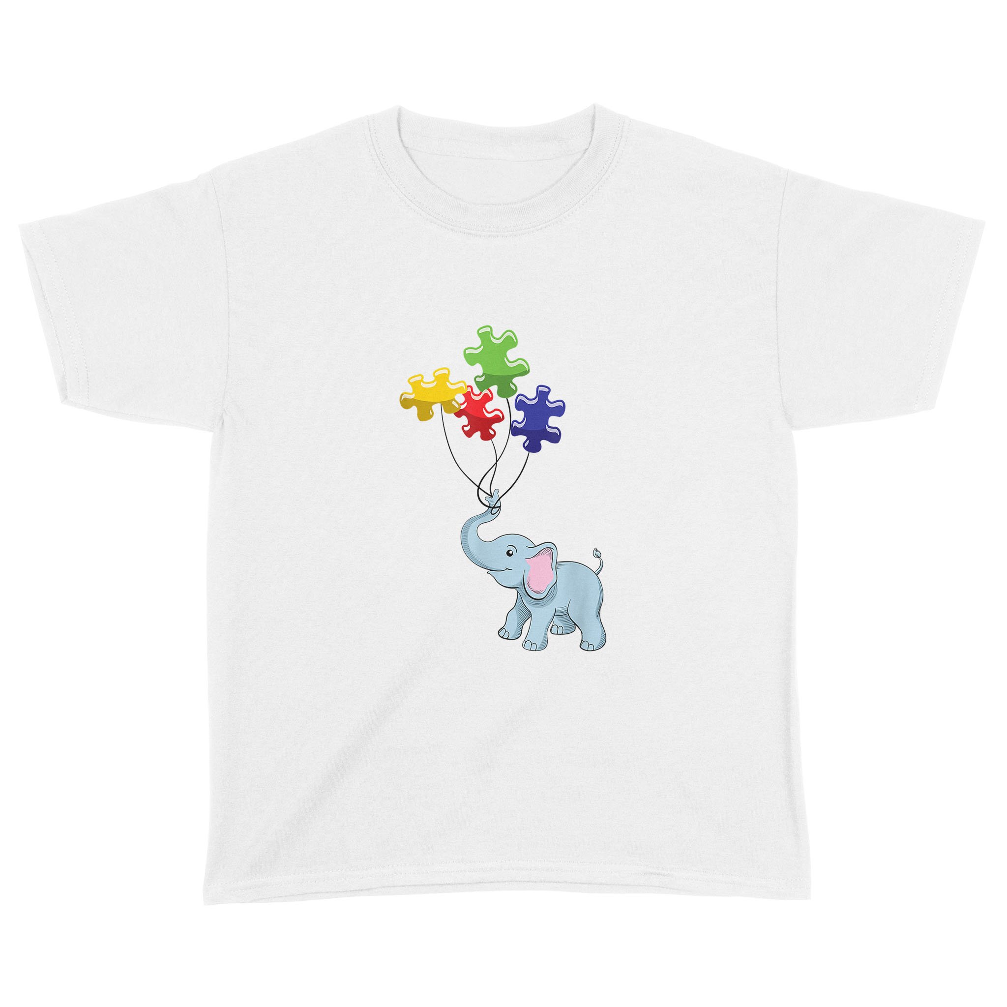 Autism Awareness Elephant With Cute Puzzles – Standard Youth T-shirt