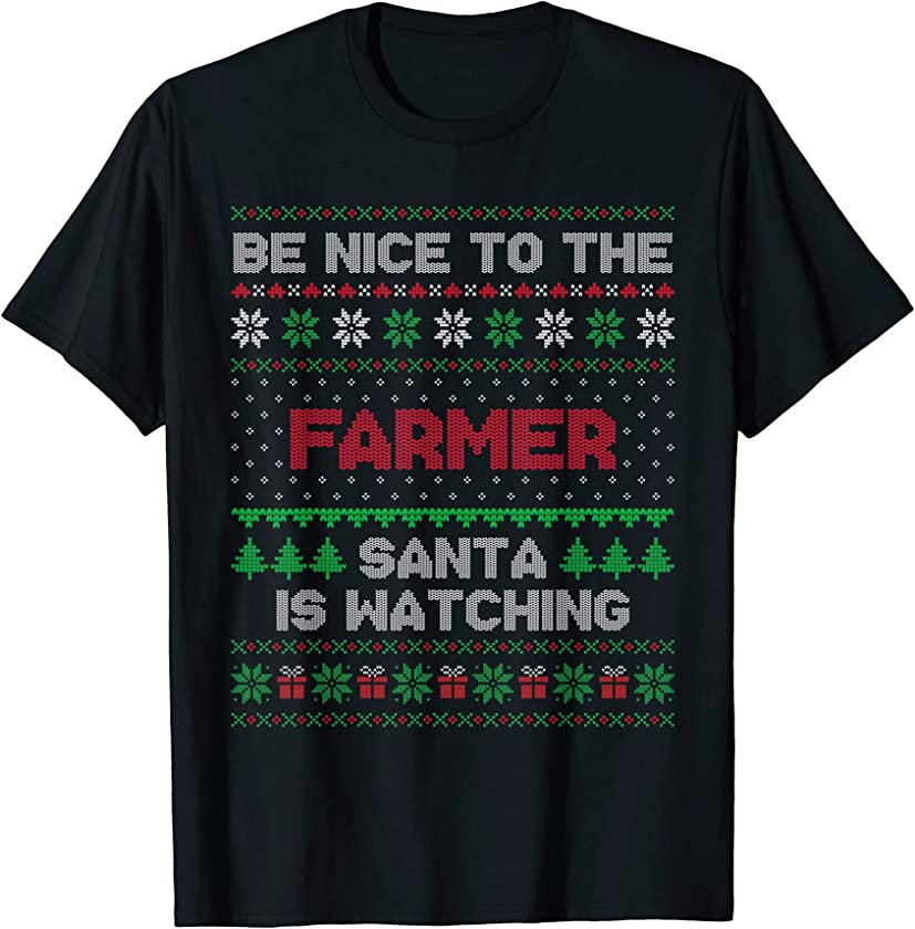 Xmas Gift For Farmer Farmer Ugly Christmas T-Shirt