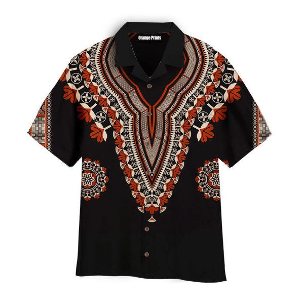 Africa Dashiki Red Gold Flower Hawaiian Shirt | For Men & Women | Wt7260