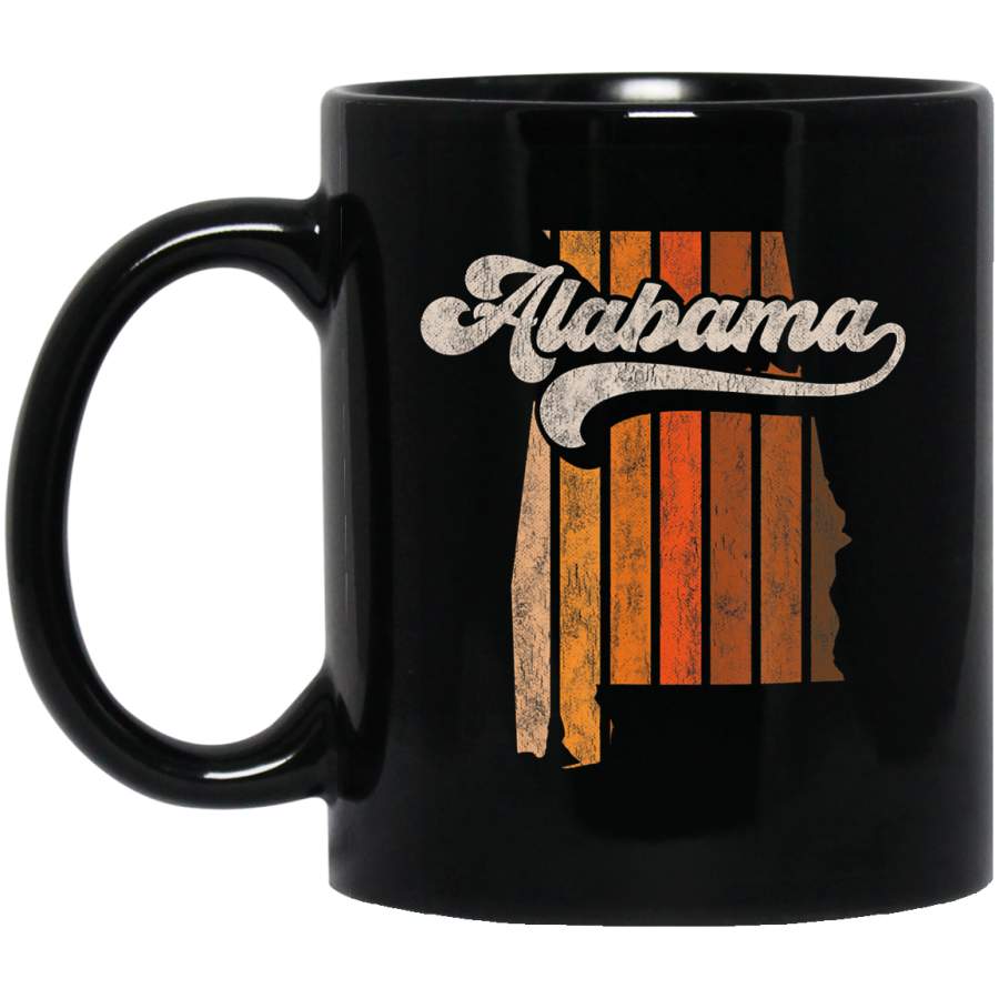 Vintage Alabama Retro 70s Stripes Silhouette Distressed Coffee Mug