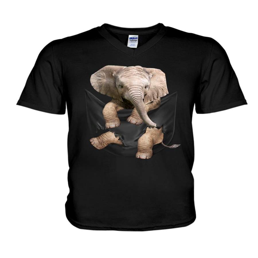 Adorable Baby Elephant In Middle Pocket For Elephant Lovers Guys V-Neck