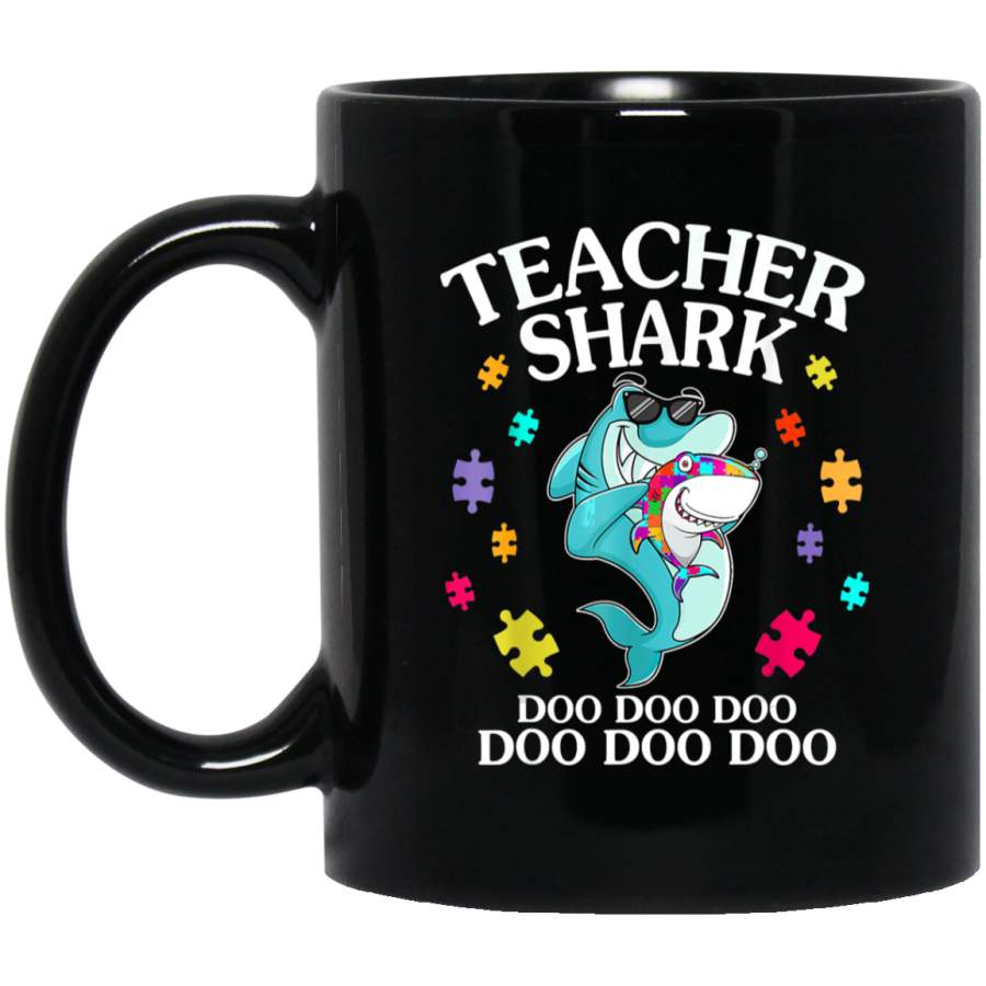 Teacher Shark Doo Doo Funny Autism Awareness Teacher Coffee Mug