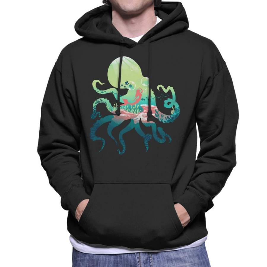 Octopus Mermaid Silhouette Men’s Hooded Sweatshirt