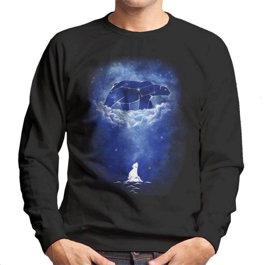 Starry Frozen Sky Polar Bear Men’s Sweatshirt