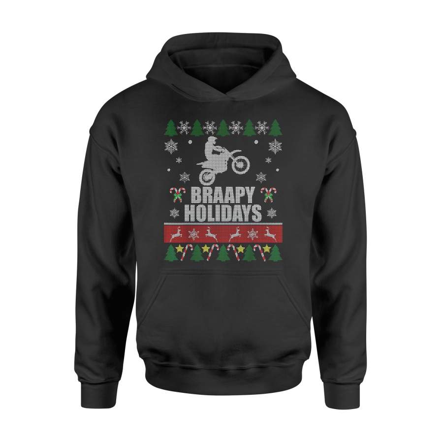 Christmas gift idea braapy holidays motocross ugly standard hoodie