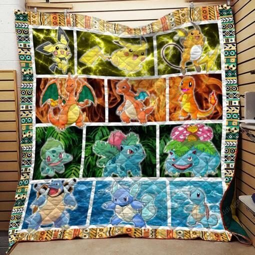 Pokemon Evolution Quilt Blanket For Fans Quilt Blanket