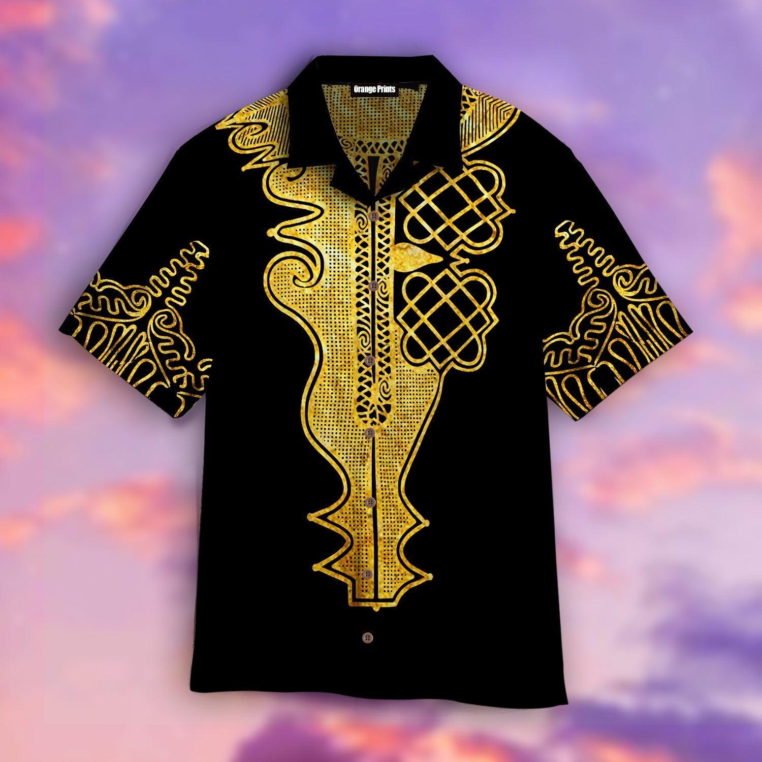 African Golden Dashiki Hawaii Shirt For Men Women Ha16794