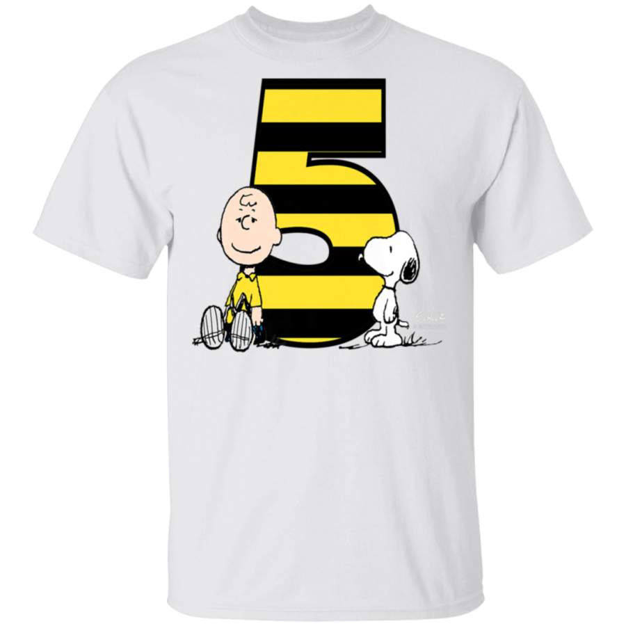 Kids Peanuts Charlie Brown and Snoopy Yellow and Black Striped 5 T-Shirt