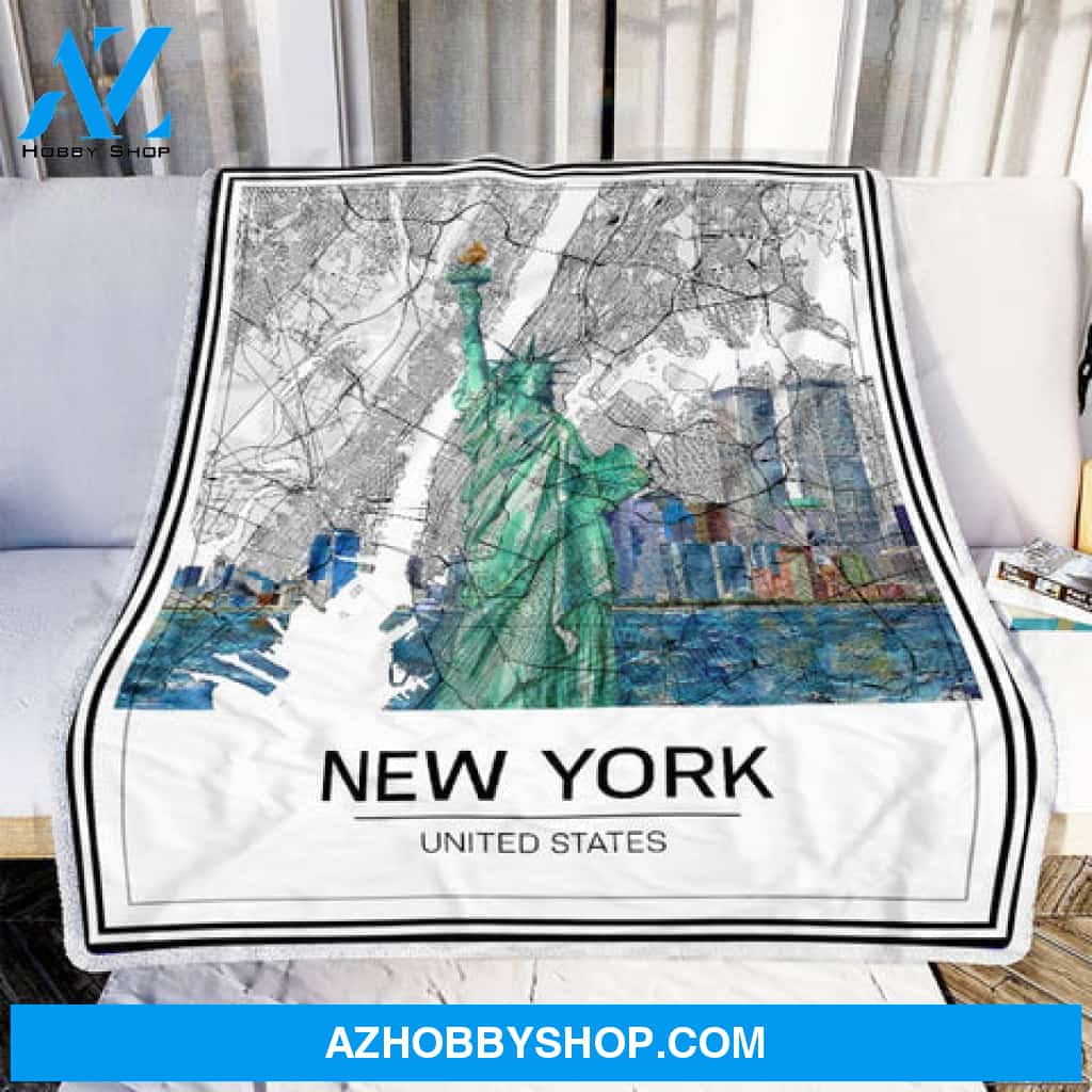 New York Map 1 Fleece Blanket