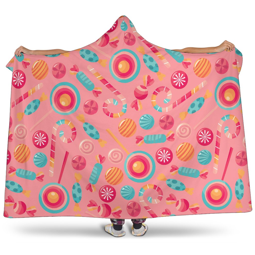 Colorful Candy Pattern Hooded Blanket