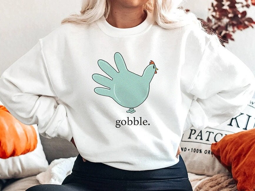 Turkey Glove Cute Thanksgiving Nurse Medical Sweatshirt | Thankful Nurse Medical Assistant Tech Aid Rn Crewneck Sweater, Picu Er Peds Shirt