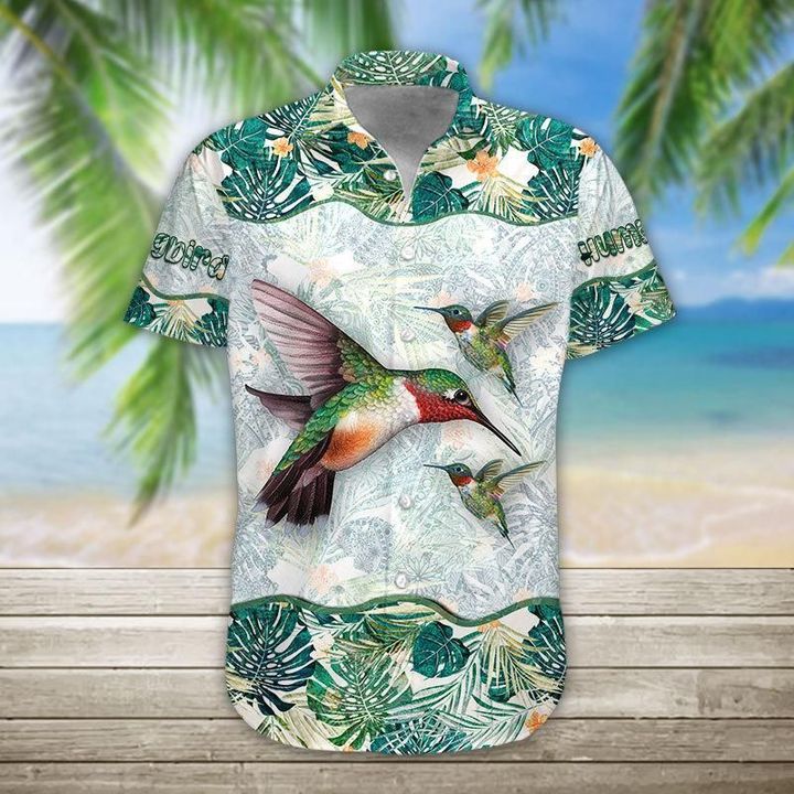 Hummingbird Hawaii Graphic Print Short Sleeve Hawaii Casual Shirt Ha94015