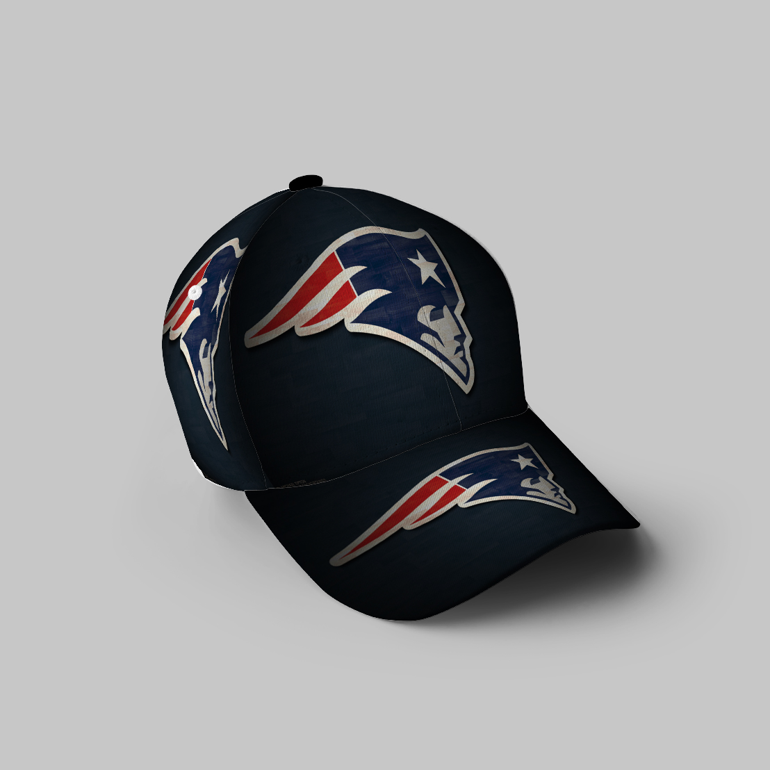 New England Patriots Blue Wood 3D Printing Baseball Cap Classic Hat