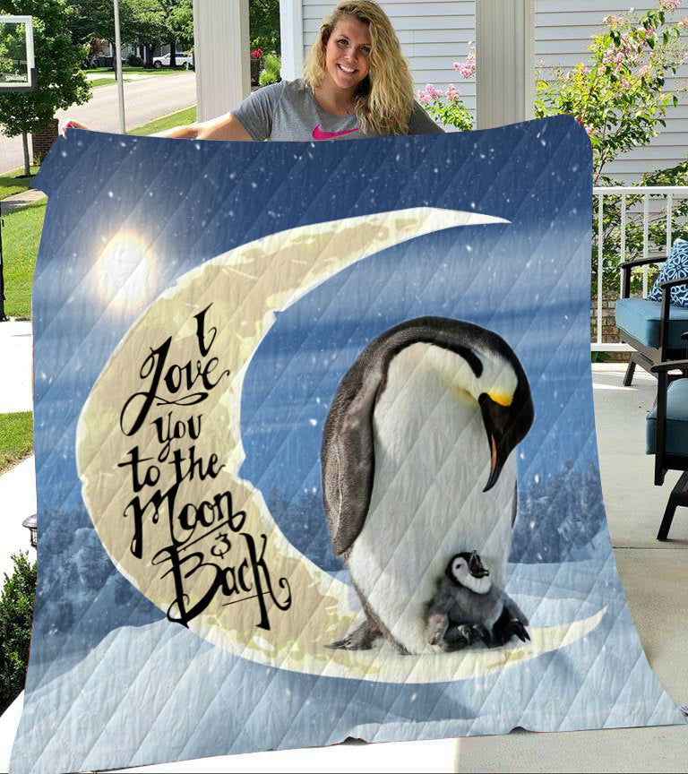 Skitongifts Blanket For Sofa Throws, Bed Throws Blanket-Penguin I Love You To The Moon And Back-Vt1305