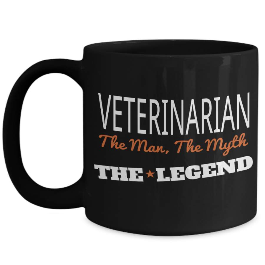 Vet Tech Gifts – He Never Bites – I Save Animals Whats Your Super Power Coffee Mug – Veterinarian The Man The Myth The Legend – 15 Oz Black Mug