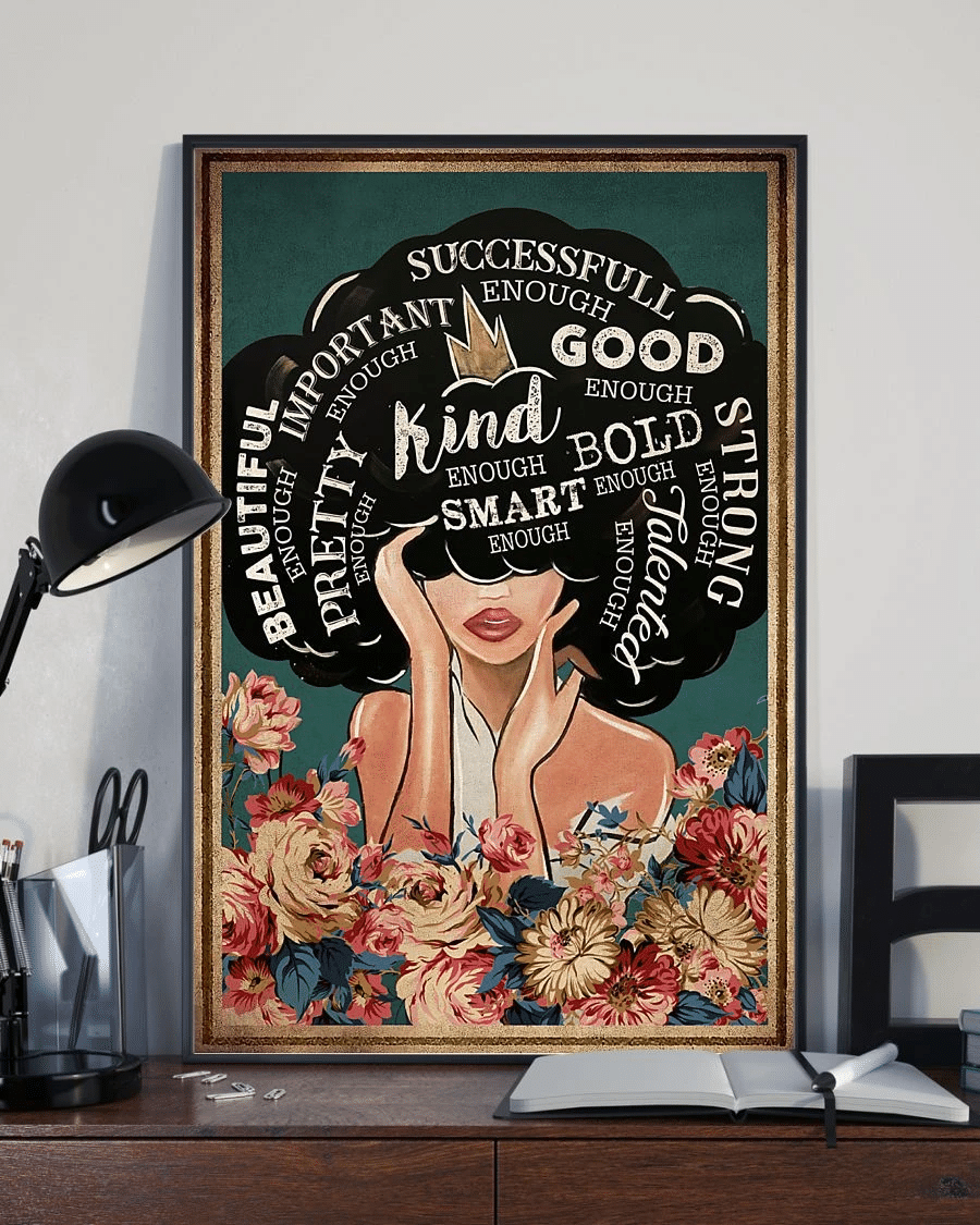 Black Queen Afro Girl Kind Strong Successful Smart Poster Canvas – Vintage Home Decor Wall Art Evg80901